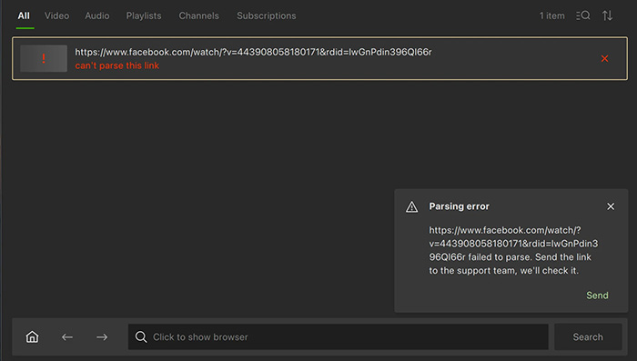 4K Video Downloader Parsing Error