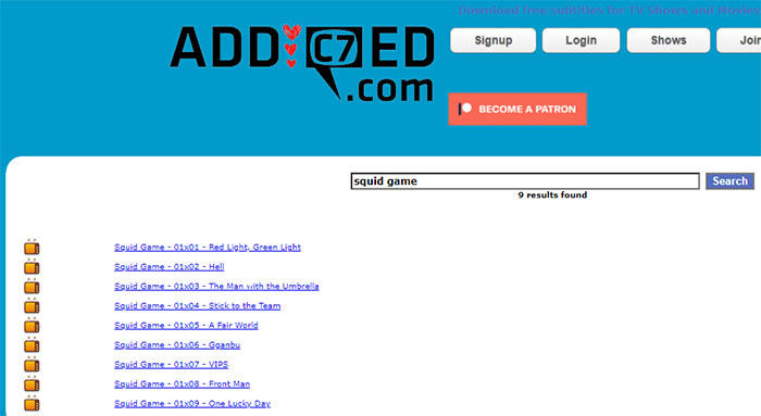 Addic7ed Squid Game Subtitle
