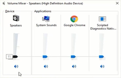 Adjust volume mixer to fix YouTube no sound