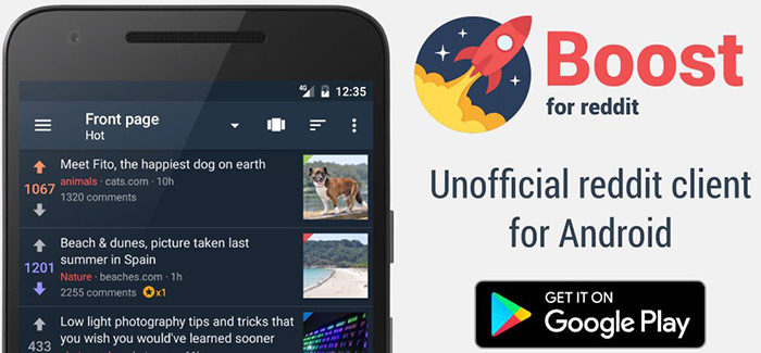 Download Boost to access to Reddit content