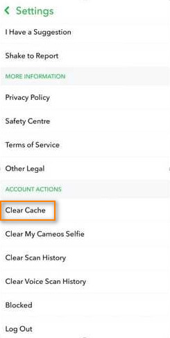 Clear snapchat cache