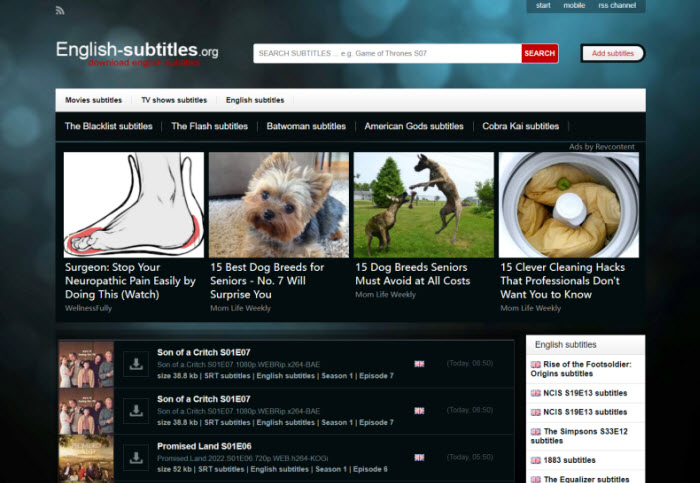 subtitle download site - english subtitles