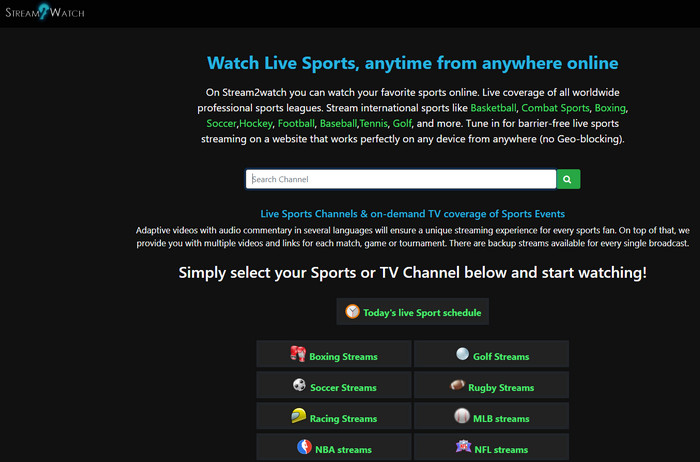 Free sports streaming site - Stream2watch