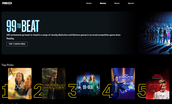 FOX TV shows and movies streaming site