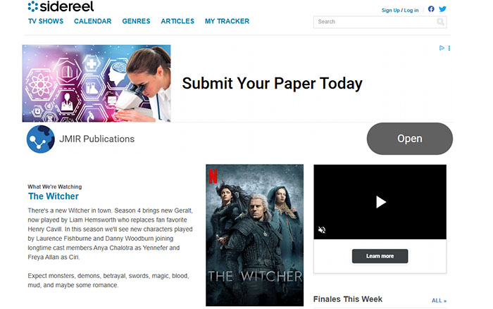 SideReel TV show tracker and streaming links