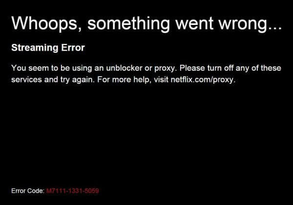 Netflix proxy error M7111-1331-5059