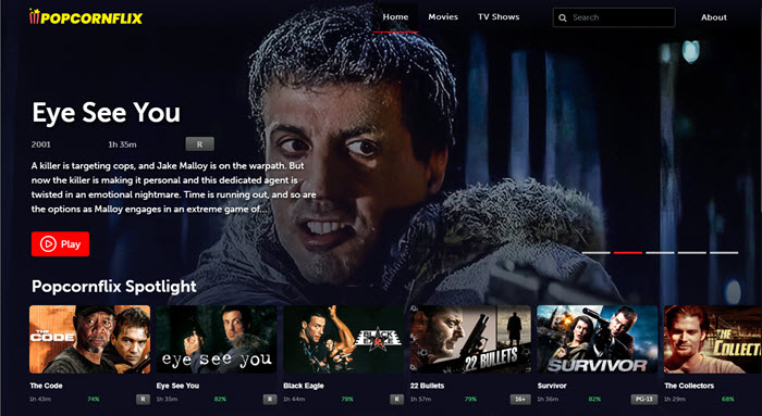 Popcornflix interface