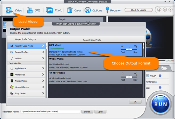 Convert video to Instagram supported formats