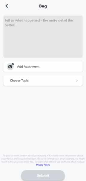 Report Snapchat not sending video issue