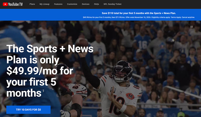 Sites like StreamEast YouTube TV