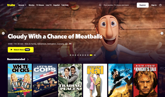 Tubi TV interface