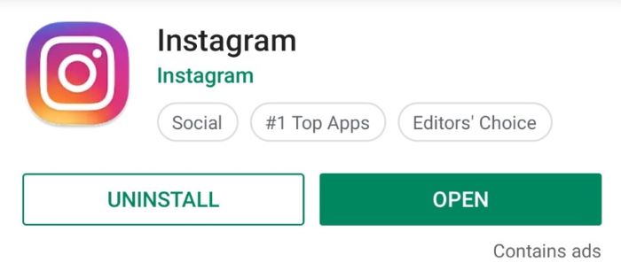 Uninstall Instagram on Android Device