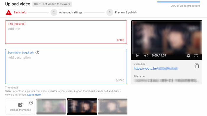 Upload 4K video to YouTube
