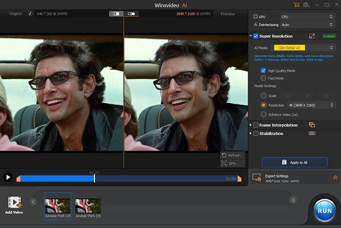 Upscale Jurassic World DVDs to 4K with AI