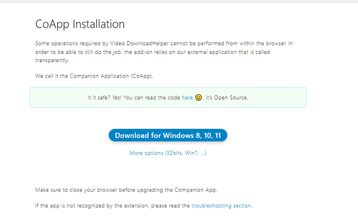 Video DownloadHelper Companion App Safe