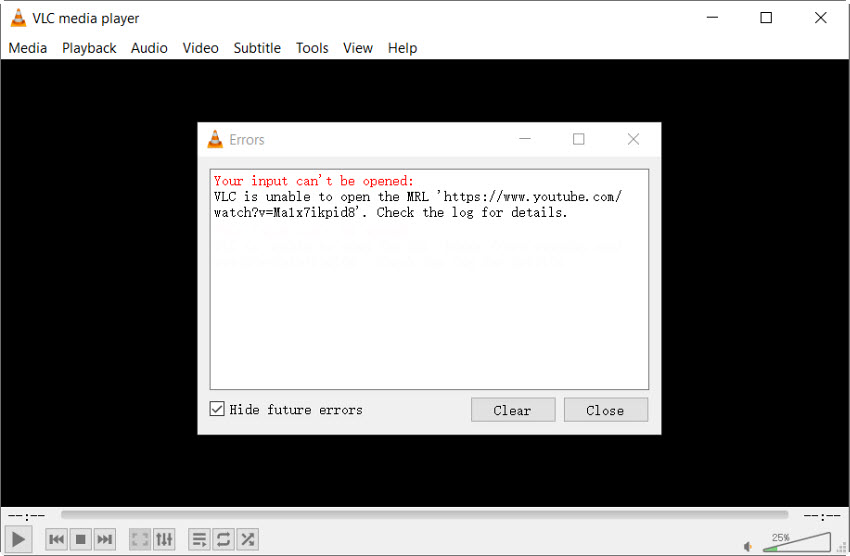 VLC YouTube download Not working