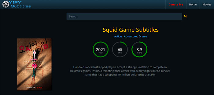 YIFYSubtitles Squid Game Subtitle