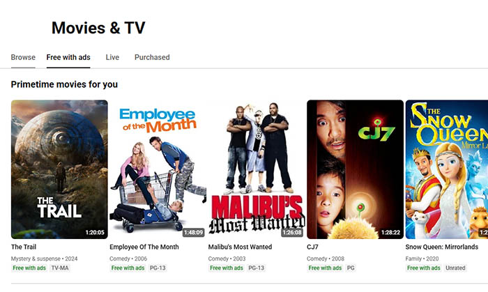 YouTube free movies