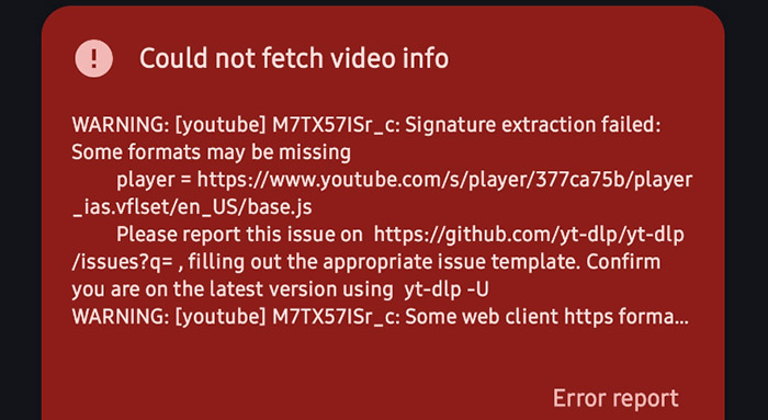 yt dlp Not Working Failed to Get Info