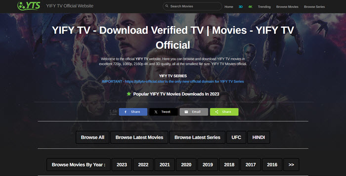YTS interface