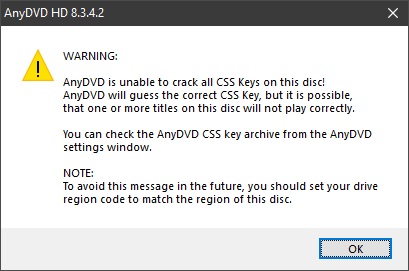AnyDVD not changing DVD region error