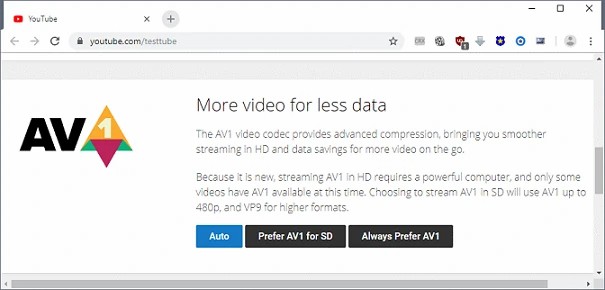 YouTube adds AV1 support