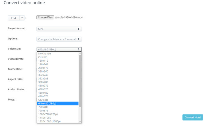 Convert 1080p/720p to 480p online with ACONVERT