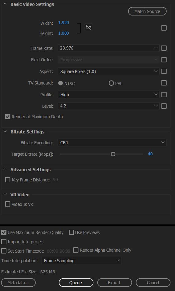 best export settings for premiere pro
