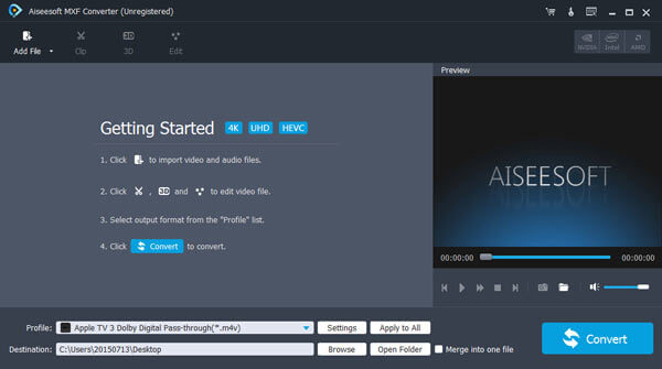 Convert MXF to MP4 with Aiseesoft mxf converter