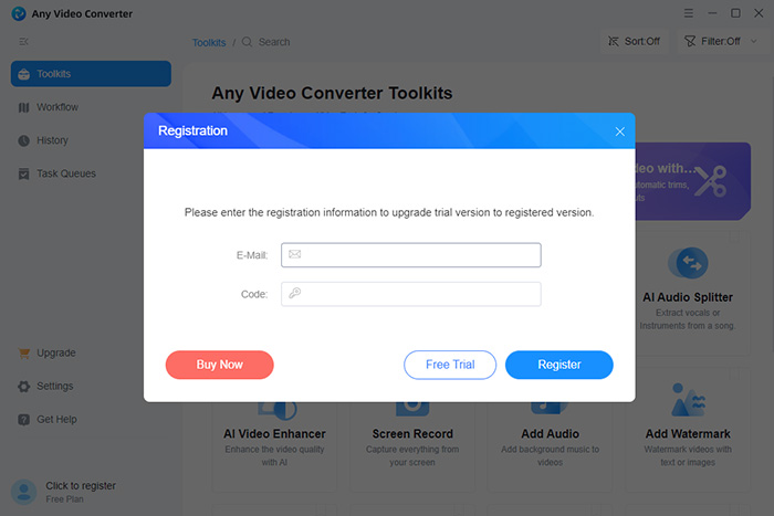 Register with Free Any Video Converter Key