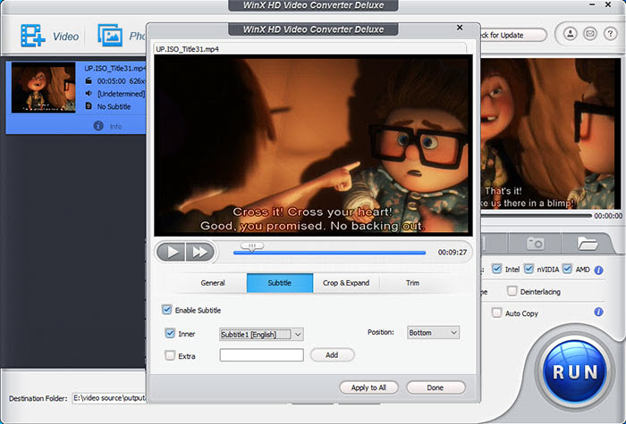 Burn subtitles to the video