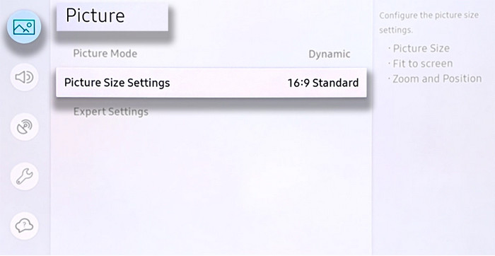 Change aspect ratio on TV