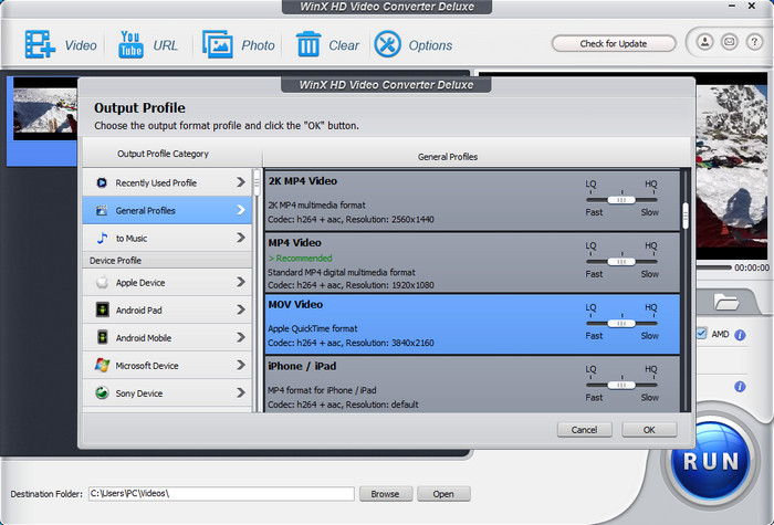 Choose an output format
