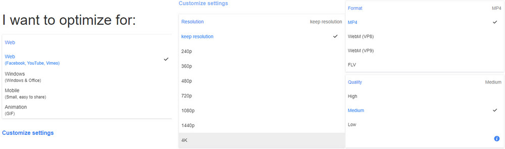 Clipchamp output settings