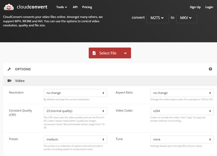 Convert M2TS to MKV online free