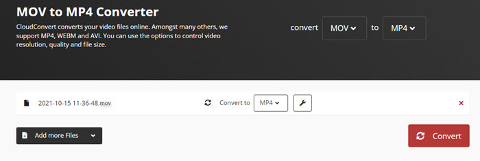 Convert MOV to MP4 Online