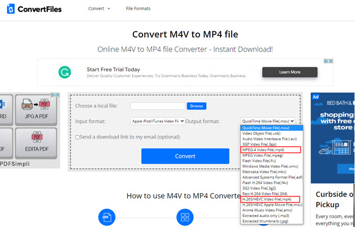 Convert M4V to MP4 Online Free with ConvertFiles