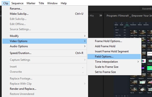 Premiere Pro video deinterlacing