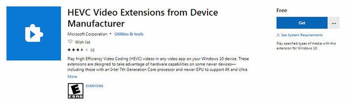 Free HEVC video extensions windows 11