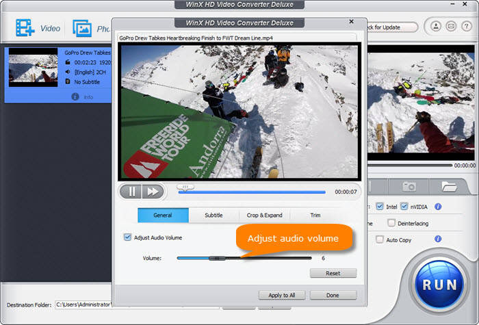 Adjust MOV audio volume