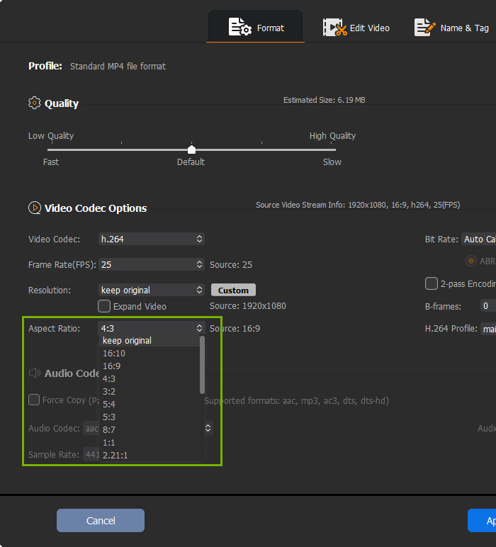 Change aspect ratio for playback on Plex