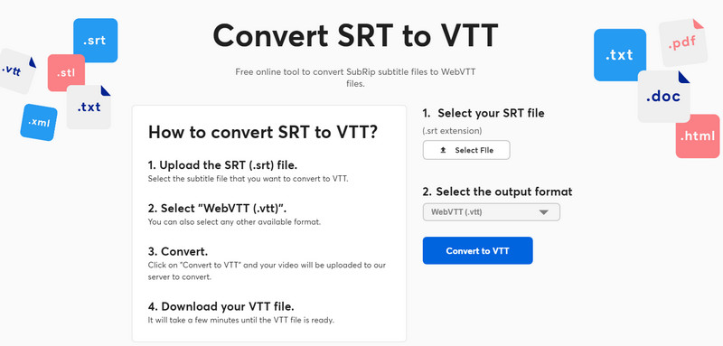 convert srt to vtt with happy scribe
