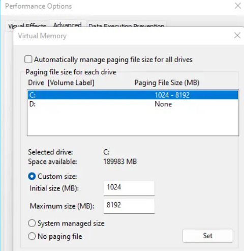Increase virtual RAM