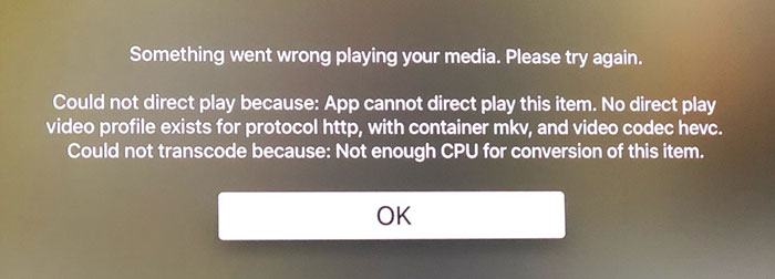 Plex MKV playback error