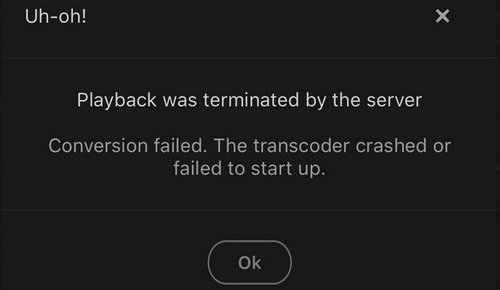 Conversion failed. The transcoder crashed or failed to start up