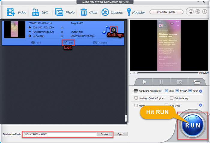 Start MOV to MP3 Conversion