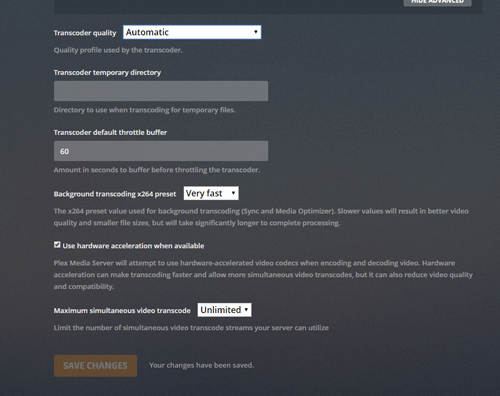 To turn on Plex Hardware acceleration