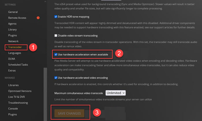 Use Plex Hardware Transcoding