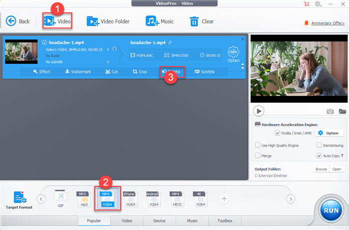 VideoProc Rotate Video