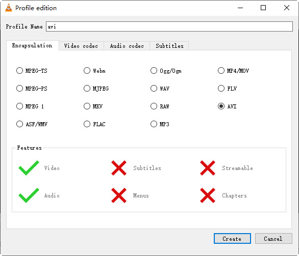 trancode MKV to AVI with VLC